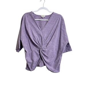 Umgee USA Twist Front Blouse Women’s M Lilac Purple V Neck Casual Lightweight